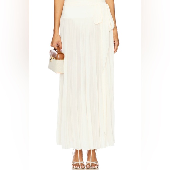 Ronny Kobo Ines Skirt Off White Pleated Maxi Bridal Coastal Goddess NWT Small